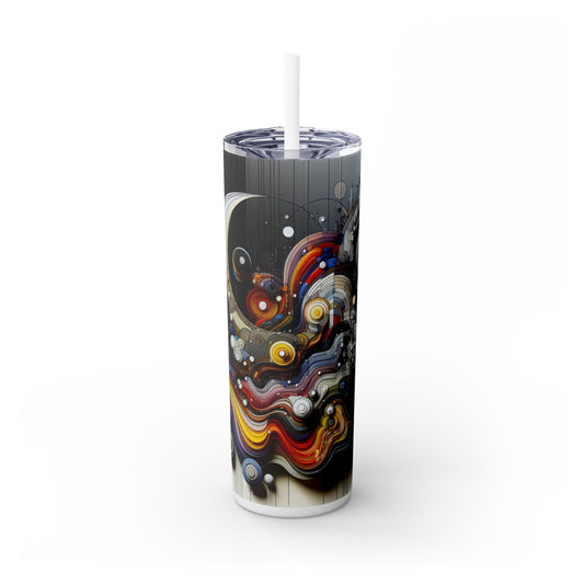 "Urban Chaos: A Neo-Expressionist Cityscape" - The Alien Maars® Skinny Tumbler with Straw 20oz Neo-Expressionism