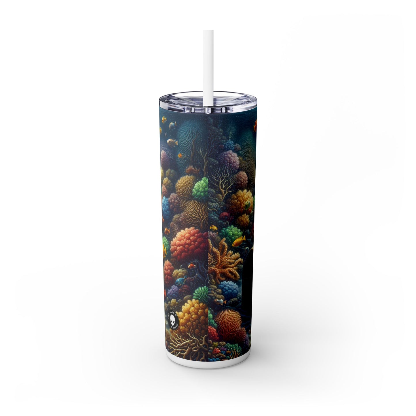 "Beneath the Waves: Treasure in the Coral Reef" - The Alien Maars® Skinny Tumbler with Straw 20oz