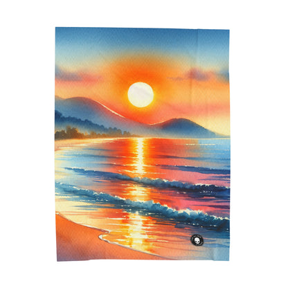 "Amanecer en la playa" - The Alien Velveteen Plush Blanket Pintura de acuarela