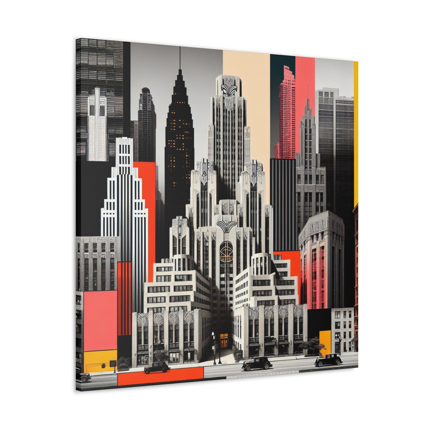 "A Contrast of Times: Classic Art Deco Skyscrapers and a Modern Cityscape" - The Alien Canva Art Deco Style