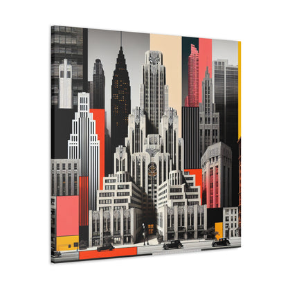 "A Contrast of Times: Classic Art Deco Skyscrapers and a Modern Cityscape" - The Alien Canva Art Deco Style