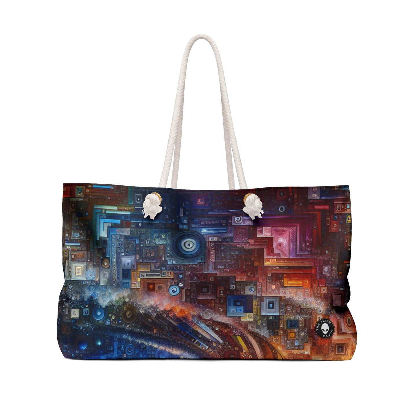 "Futuristic City Nights: A Dazzling Metropolis of Innovation and Imagination" - The Alien Weekender Bag Digital Art