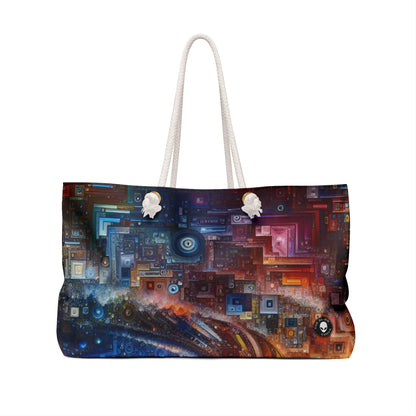 "Futuristic City Nights: A Dazzling Metropolis of Innovation and Imagination" - The Alien Weekender Bag Digital Art