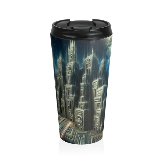 "Nighttime Cityscape Melt" - The Alien Stainless Steel Travel Mug