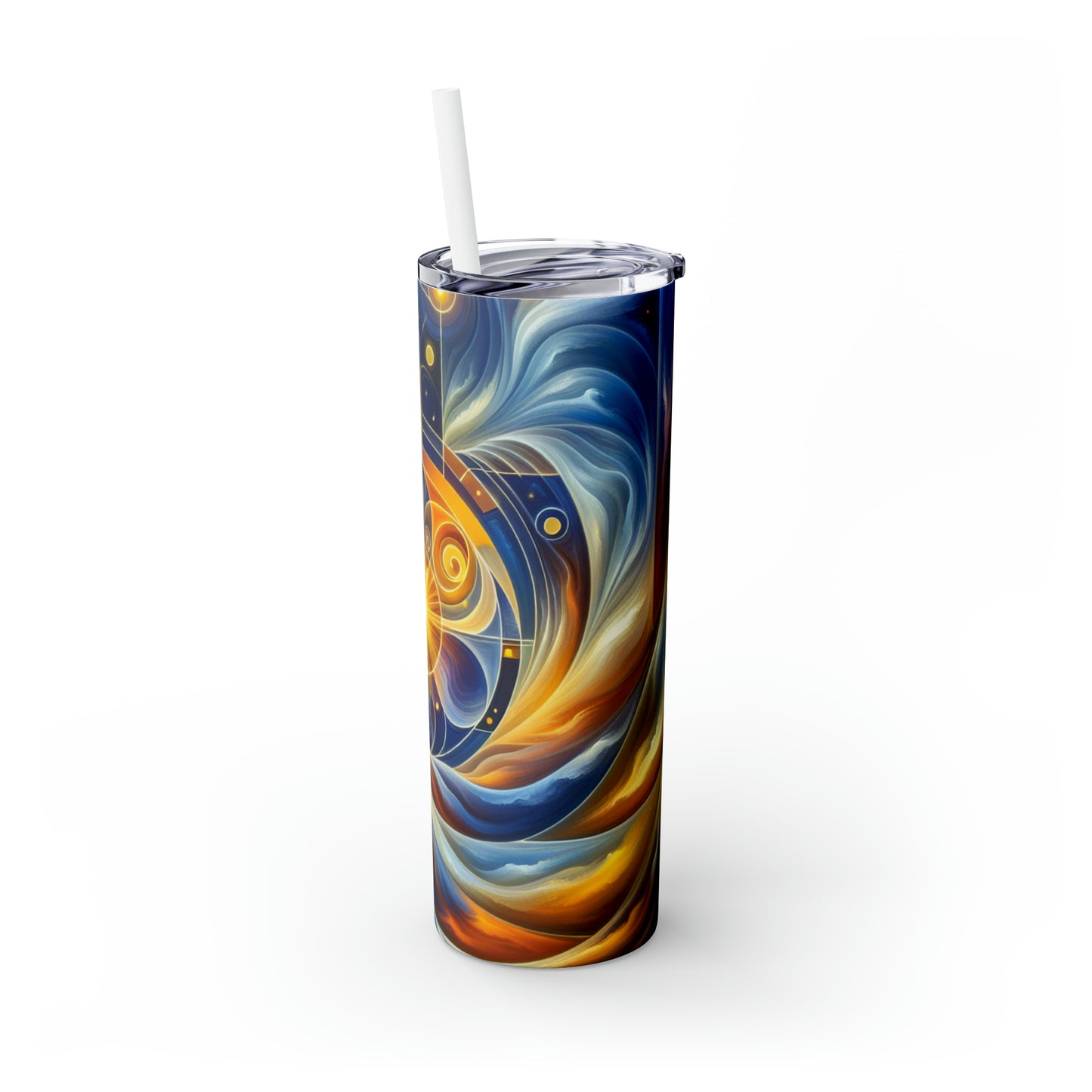 « Divinité ascendante : un éveil spirituel dans une géométrie vibrante » - The Alien Maars® Skinny Tumbler avec paille 20oz Style d'art religieux