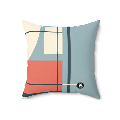 "Minimalistic Serenity: Tranquil Sunset Reflections"- The Alien Spun Polyester Square Pillow Minimalism