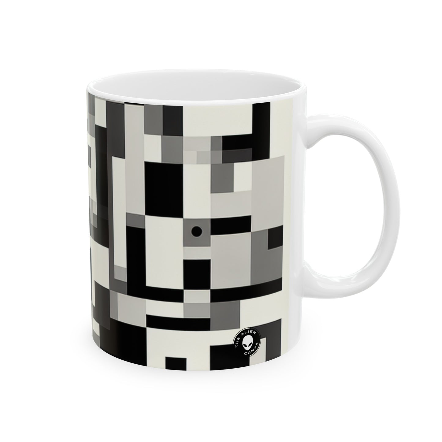 "Paisaje urbano en el cubismo analítico" - Taza de cerámica The Alien Cubismo analítico de 11 oz