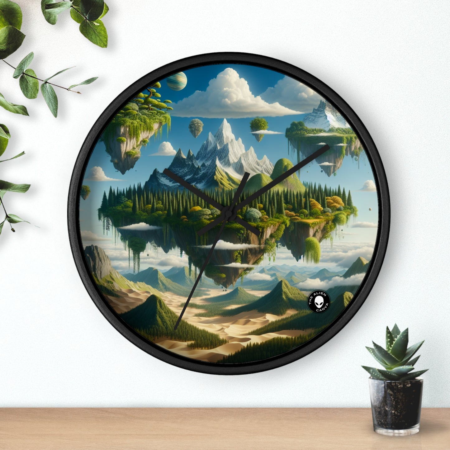 "Elemental Isles: A Dreamlike Journey through Nature's Wonders" - The Alien Wall Clock