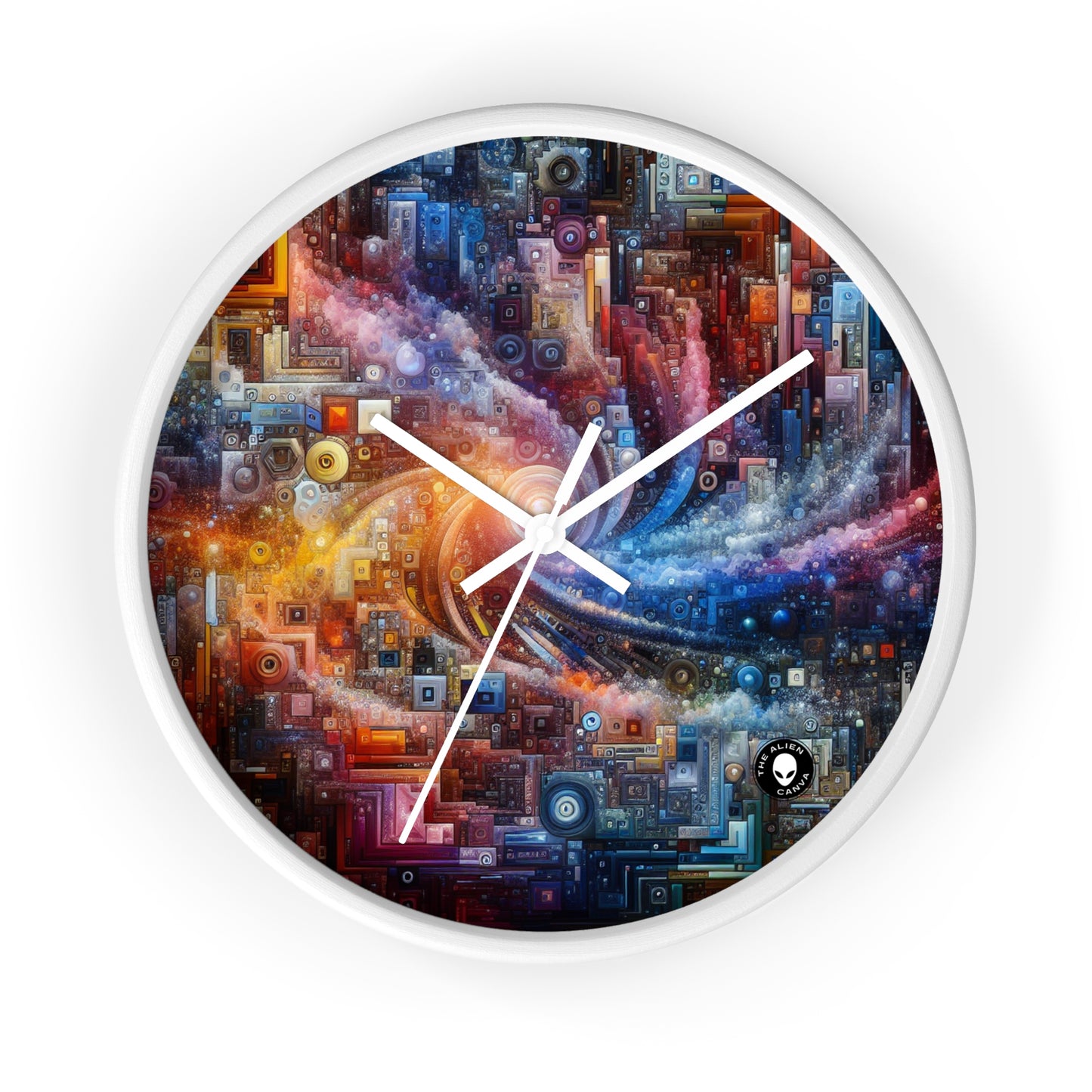 "Noches de ciudades futuristas: una metrópolis deslumbrante de innovación e imaginación" - The Alien Wall Clock Digital Art