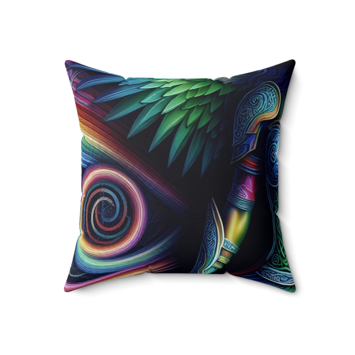 "Lionhearted Warrior Goddess: A Celtic-Inspired Artwork" - The Alien Spun Polyester Square Pillow Celtic Art