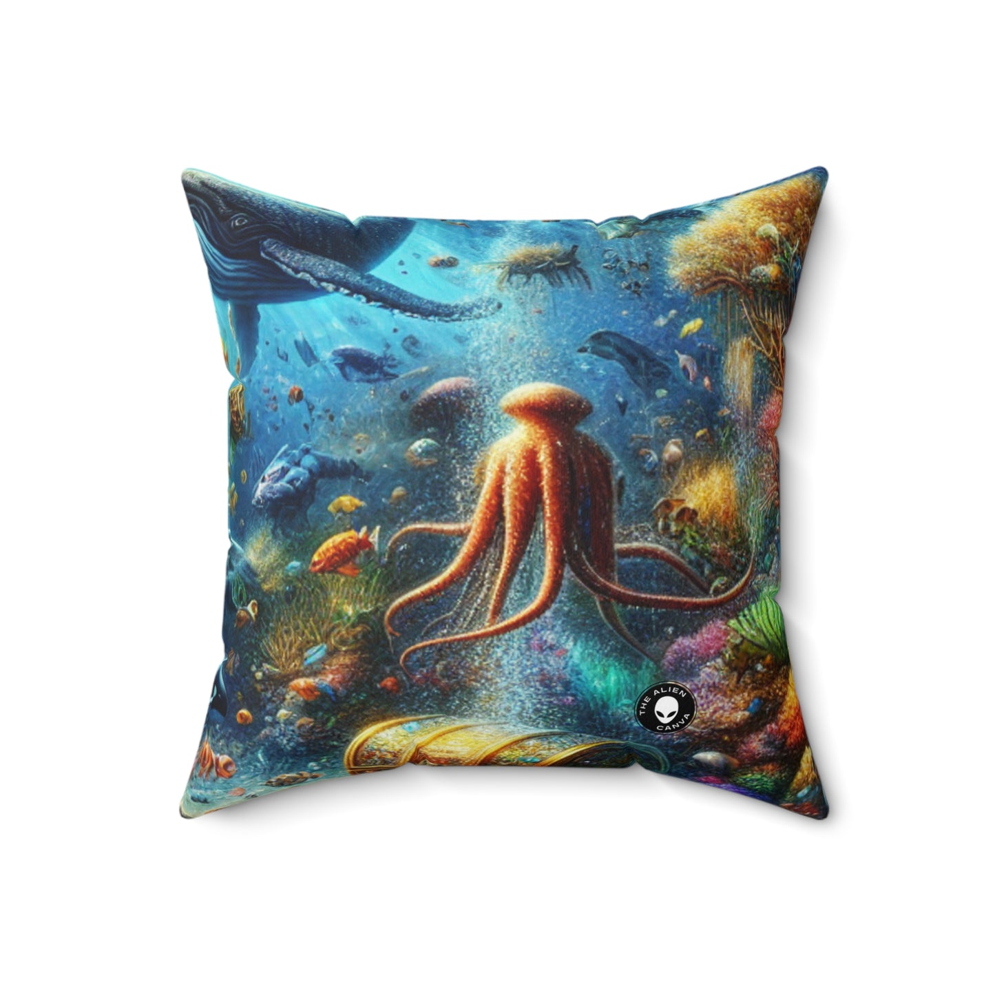 "Underwater Wonderland"- The Alien Spun Polyester Square Pillow