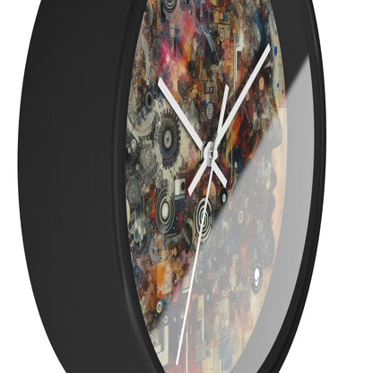 "Collage du chaos : une exploration néo-dada" - L'horloge murale extraterrestre Neo-Dada