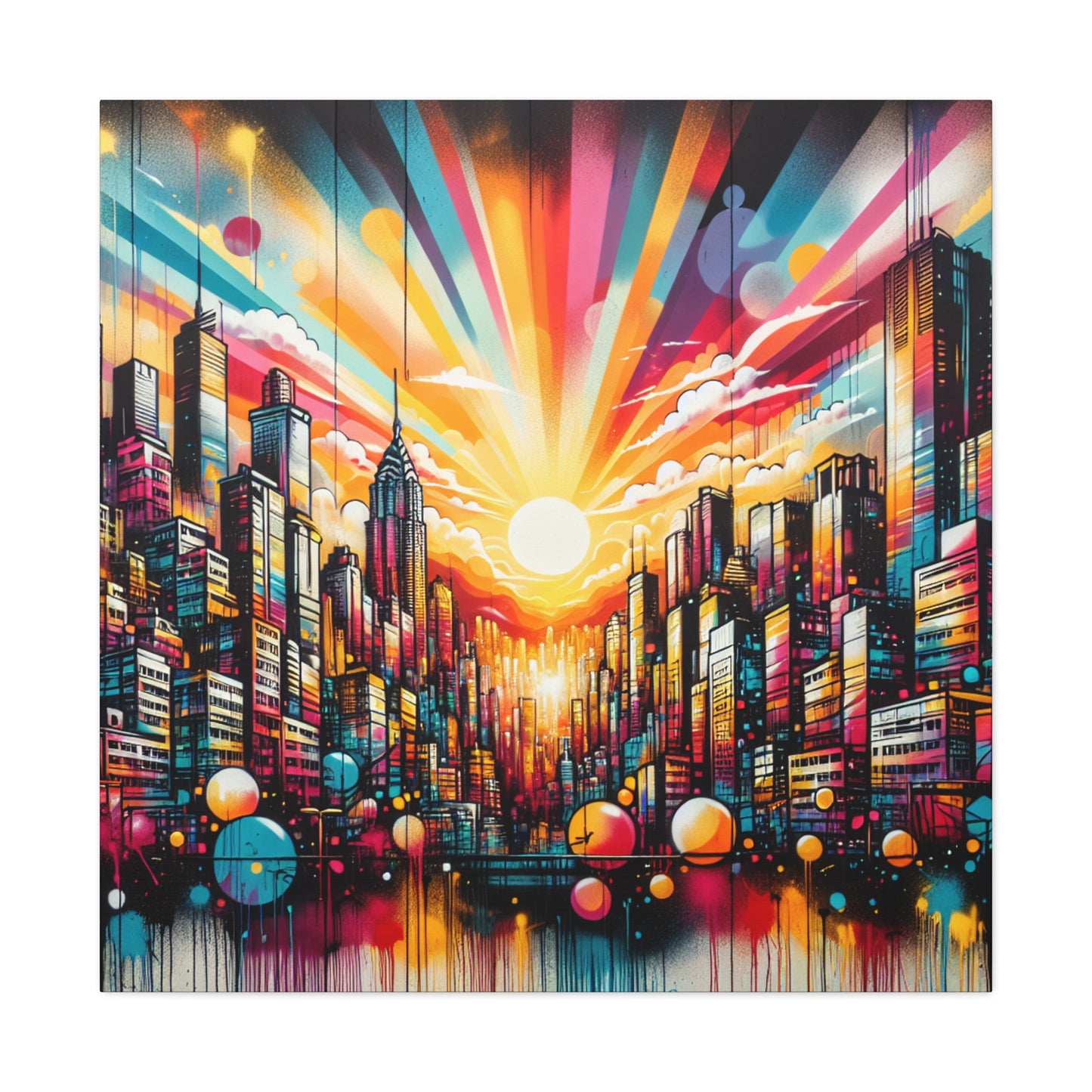 "Cityscape Sunrise" - The Alien Canva Street Art / Graffiti Style