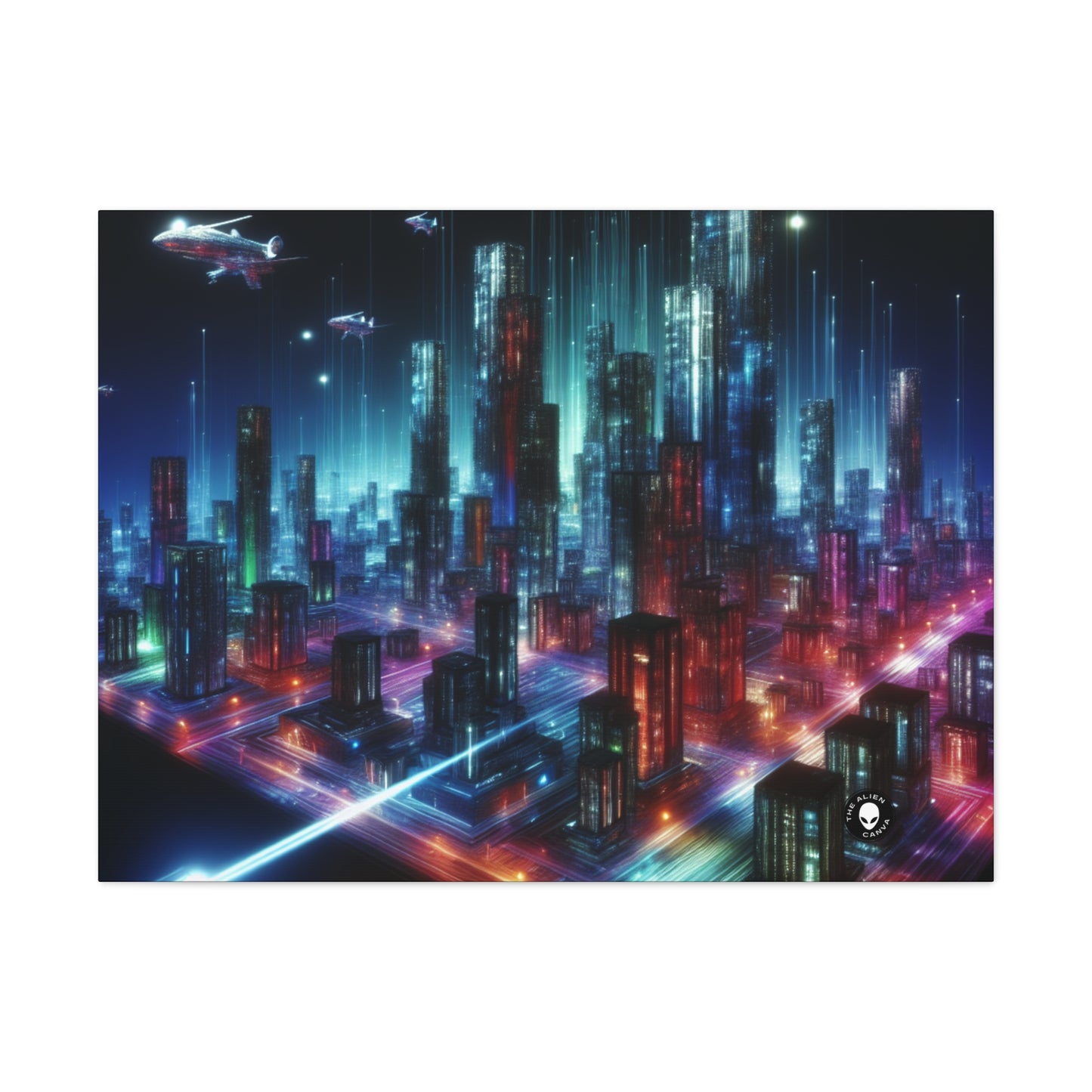 "Neon Skyline: un paisaje urbano futurista" - The Alien Canva