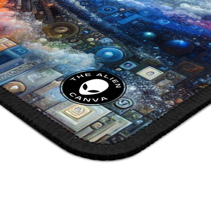 "Futuristic City Nights: A Dazzling Metropolis of Innovation and Imagination" - The Alien Gaming Mouse Pad Digital Art