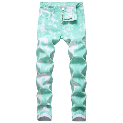 Slim-fit fashion printed men's split trousers