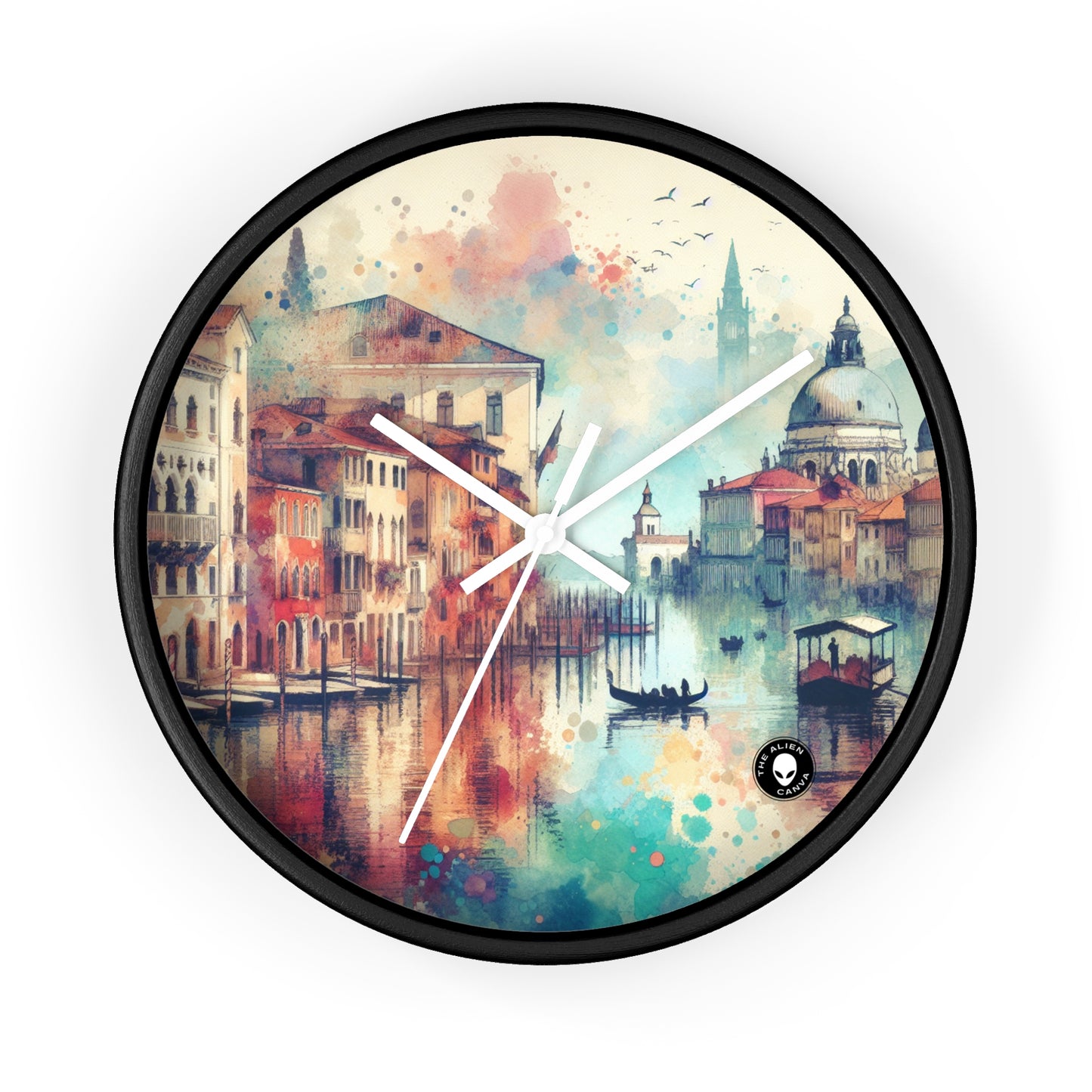 Côte tranquille : une peinture sereine au coucher du soleil à l'aquarelle - La peinture à l'aquarelle de l'horloge murale extraterrestre