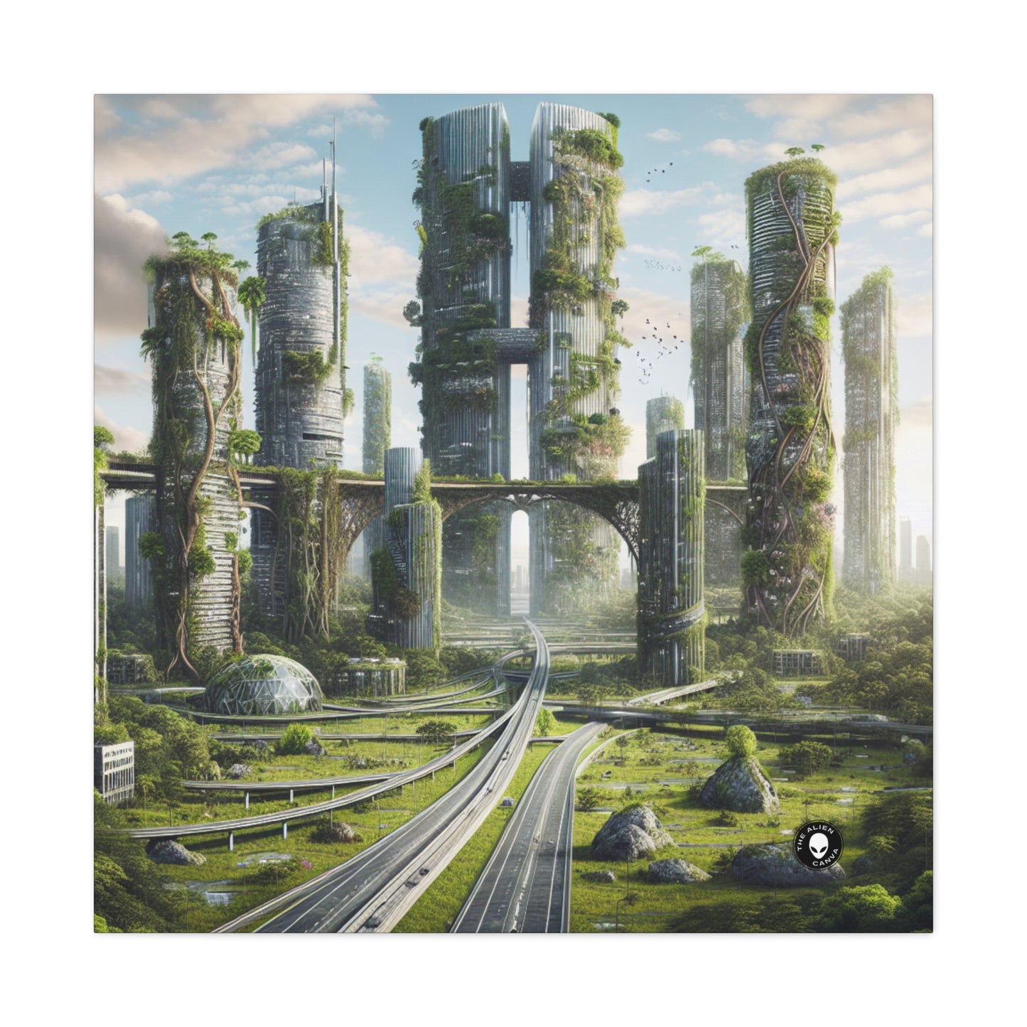 "Nature's Reclamation: A Futuristic Cityscape" - The Alien Canva