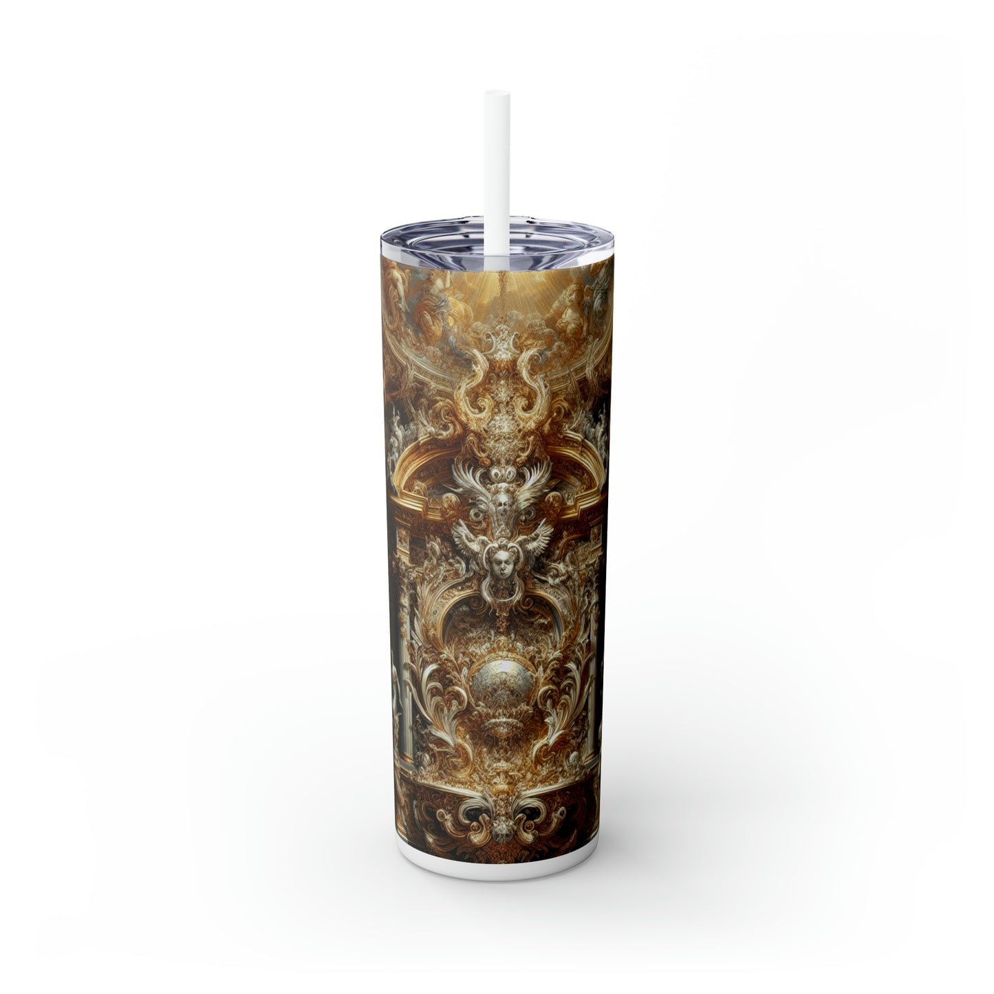 "Baroque Banquet: A Feast of Opulence" - The Alien Maars® Skinny Tumbler with Straw 20oz Baroque