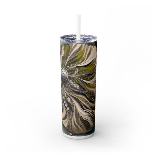 "Sandy Symphony : Une mosaïque de pierres colorées sur la plage" - The Alien Maars® Skinny Tumbler avec paille 20oz Land Art