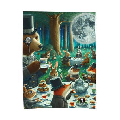 "Enchanted Moonlit Tea Party in the Forest" - The Alien Velveteen Plush Blanket