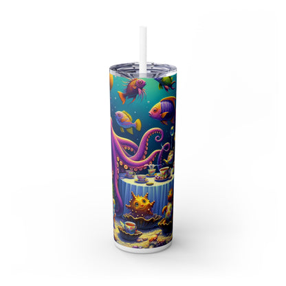 « L'heure du thé sous la mer » - Le verre fin Alien Maars® avec paille 20 oz