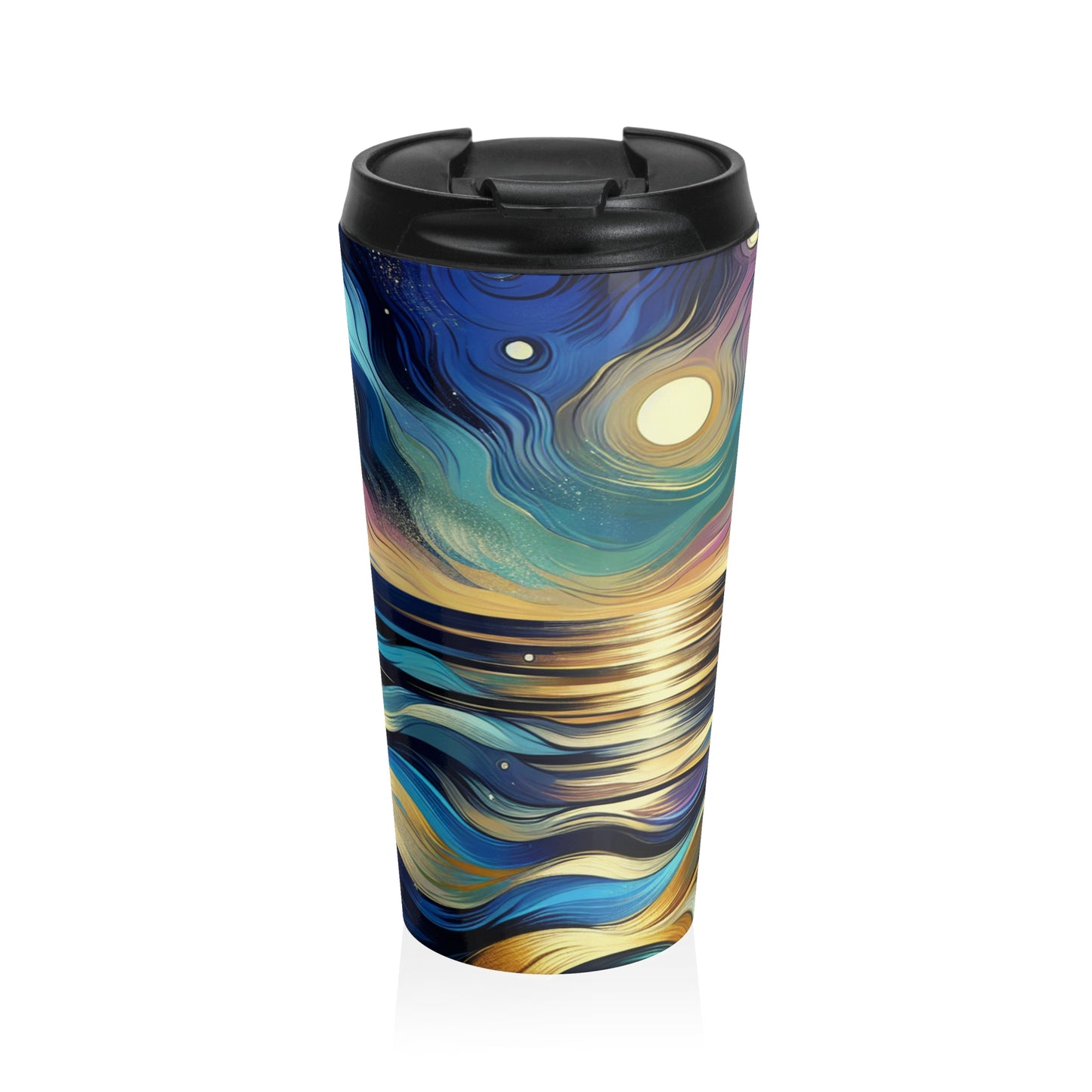 "Midnight Majesty: Abstract Ocean Reflections" - The Alien Stainless Steel Travel Mug