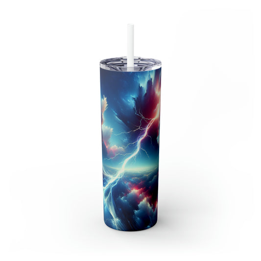 "Electricity In The Sky" - The Alien Maars® Skinny Tumbler with Straw 20oz Digital Art Style