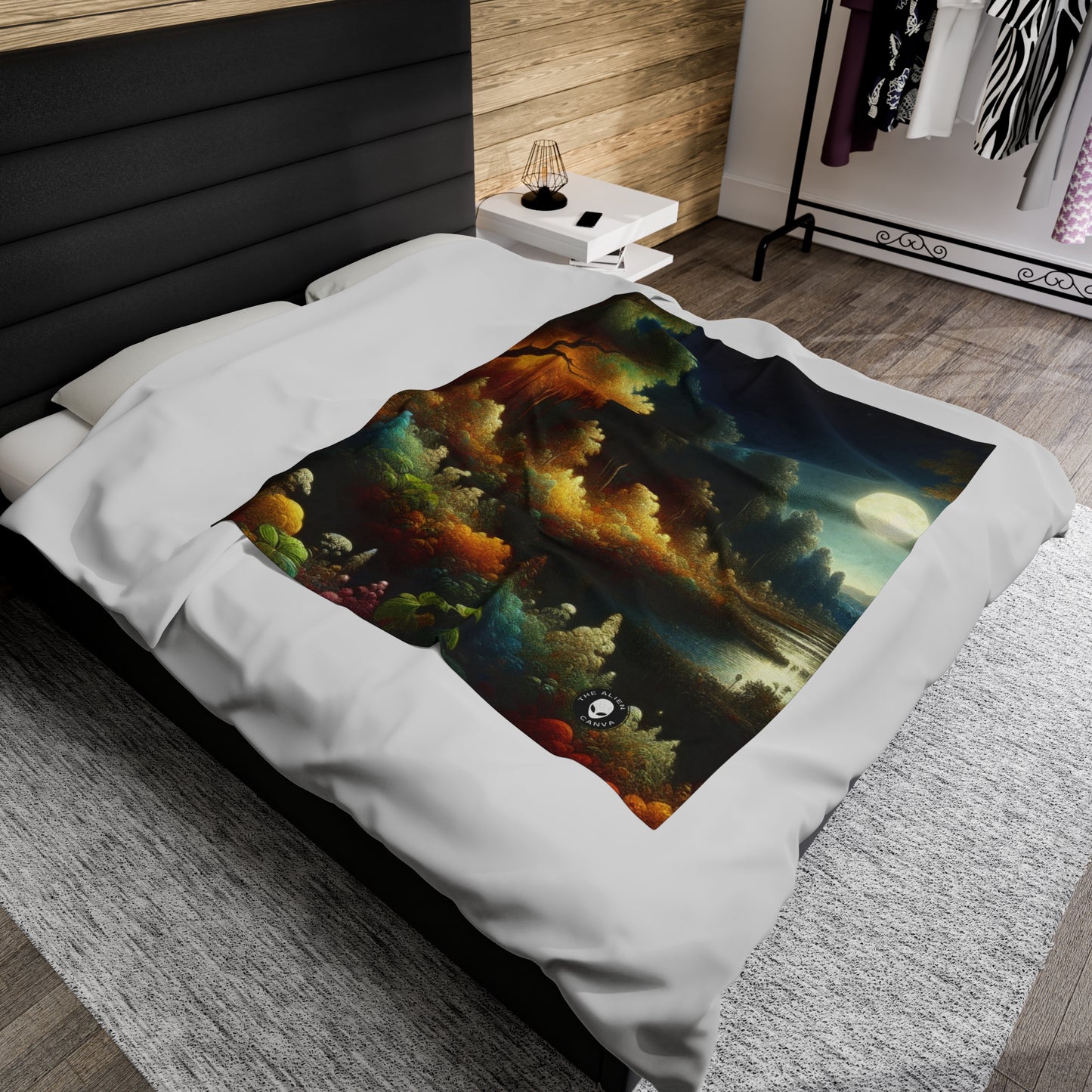 "Light and Dark in the Moonlight" - The Alien Velveteen Plush Blanket Post-Impressionism