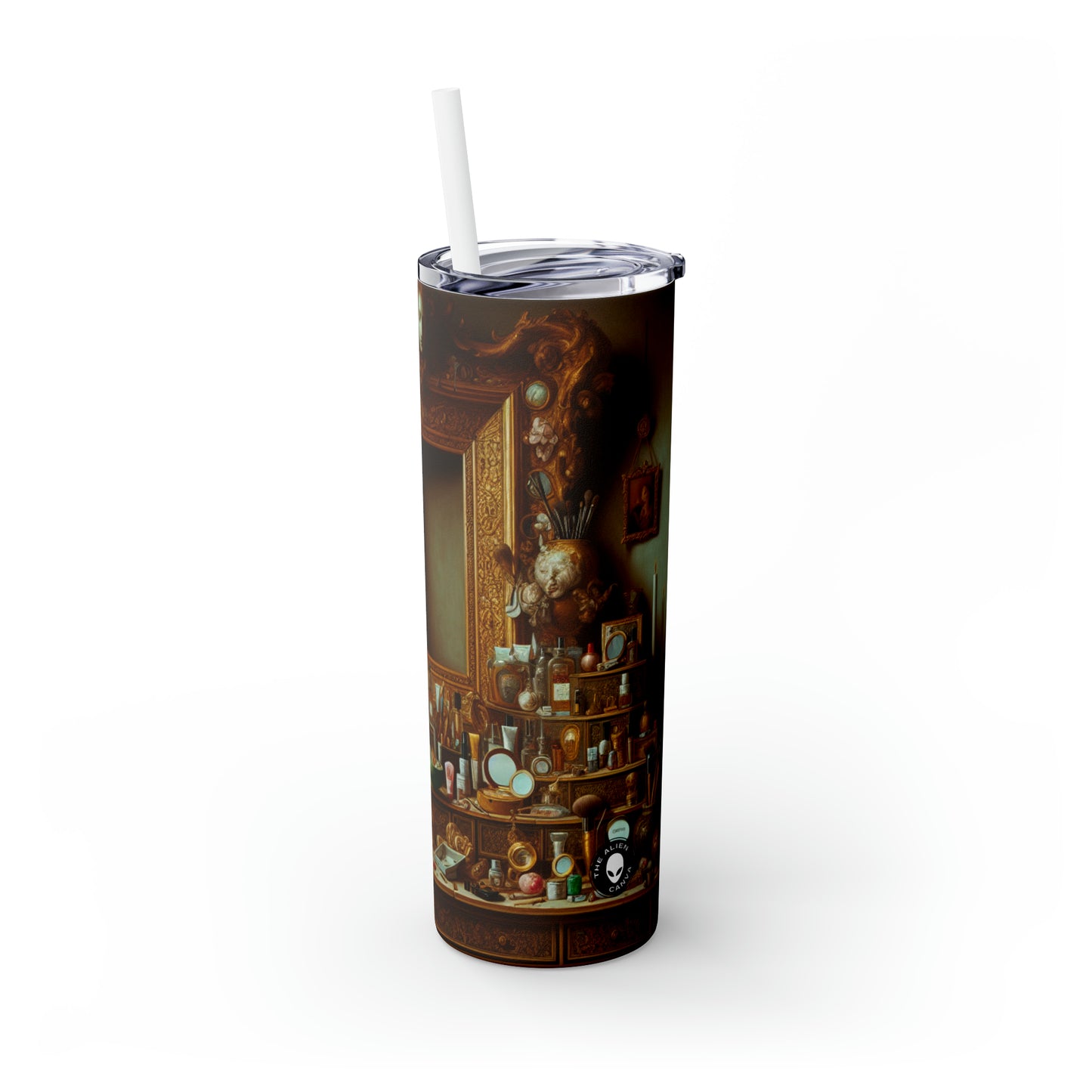 « La vanité du luxe : une vanité modernisée » - The Alien Maars® Skinny Tumbler avec paille 20oz Vanitas Painting