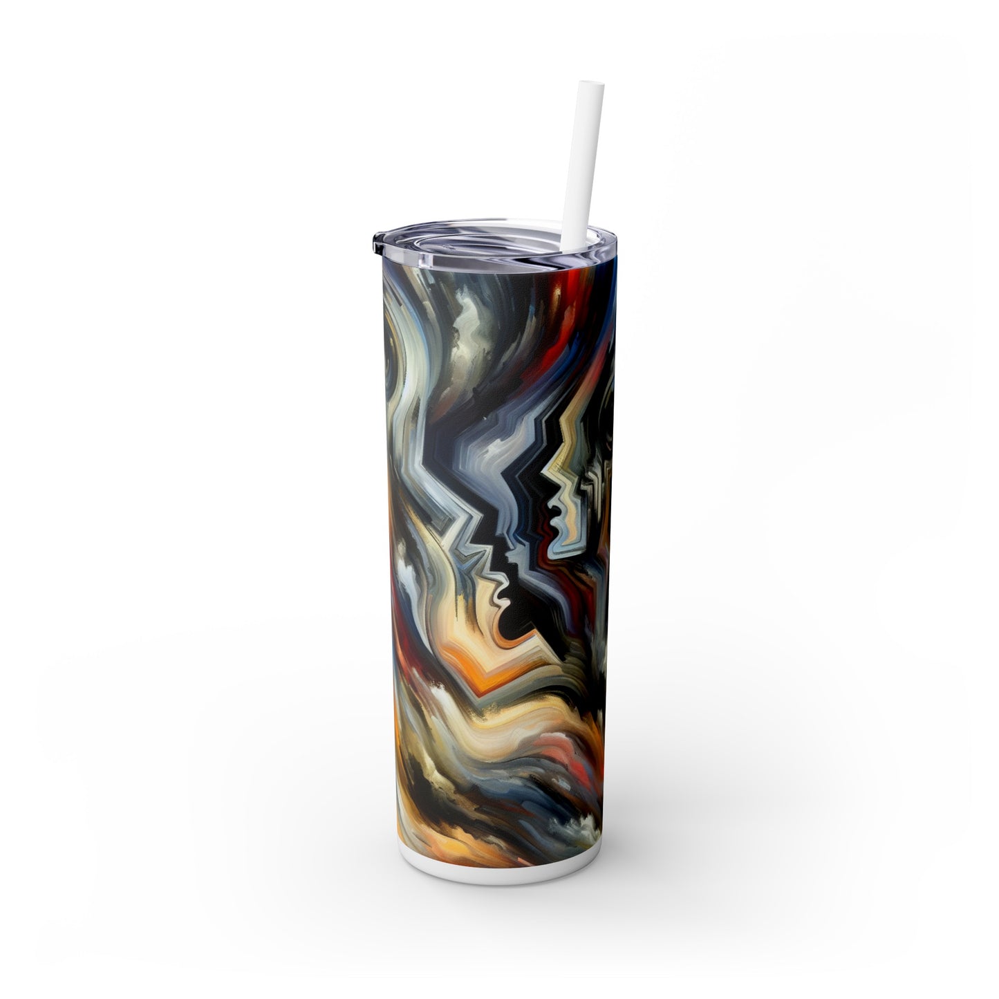 "Vivid Visions: Un viaje expresionista al abismo emocional" - El vaso delgado con pajita Alien Maars® de 20 oz Expresionismo