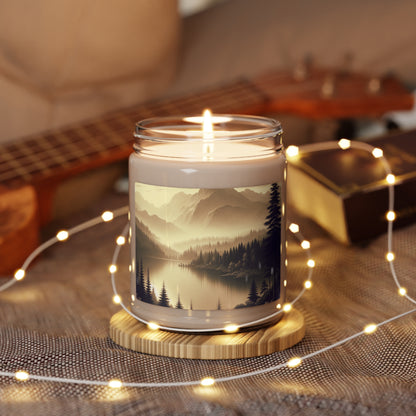 "Dawn at the Lake: A Foggy Mountain Morning" - The Alien Scented Soy Candle 9oz Tonalism Style