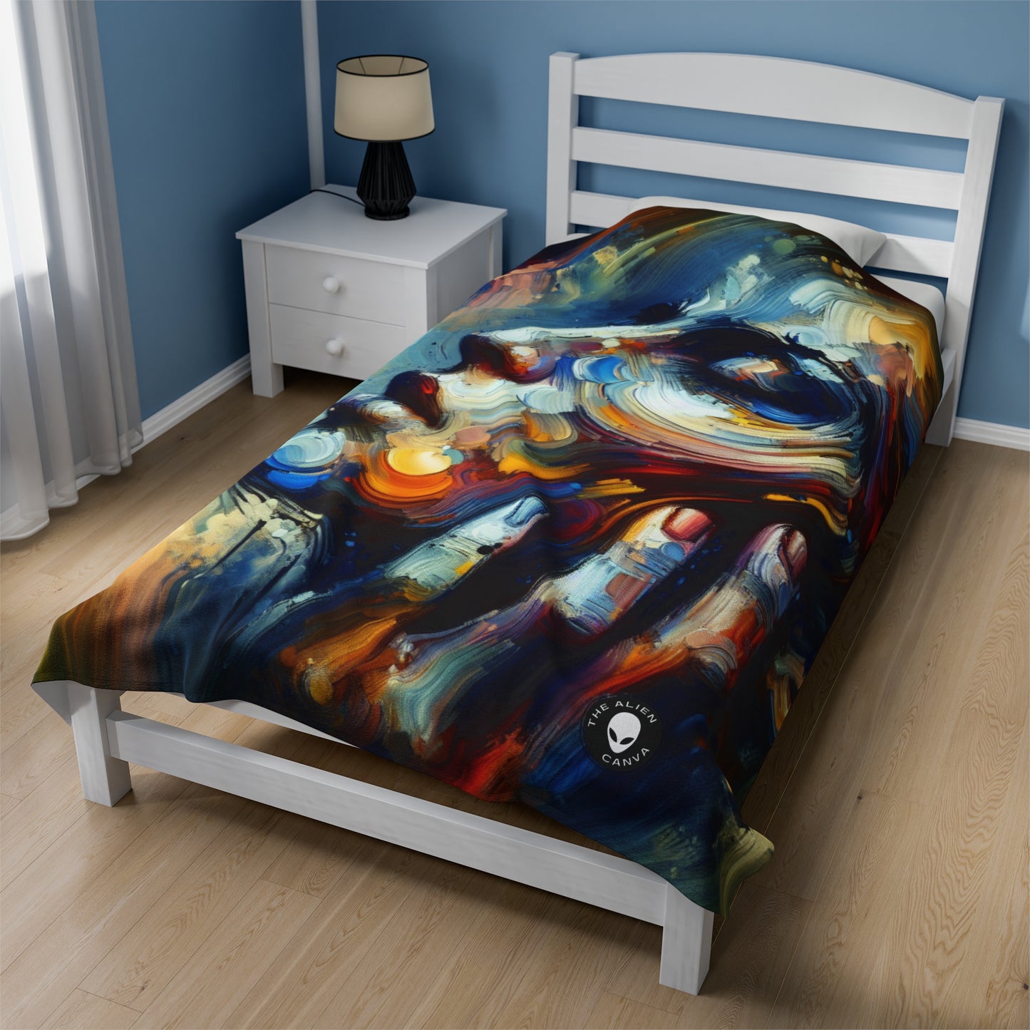 "City Lights: A Neo-Expressionist Ode to Urban Chaos" - The Alien Velveteen Plush Blanket Neo-Expressionism