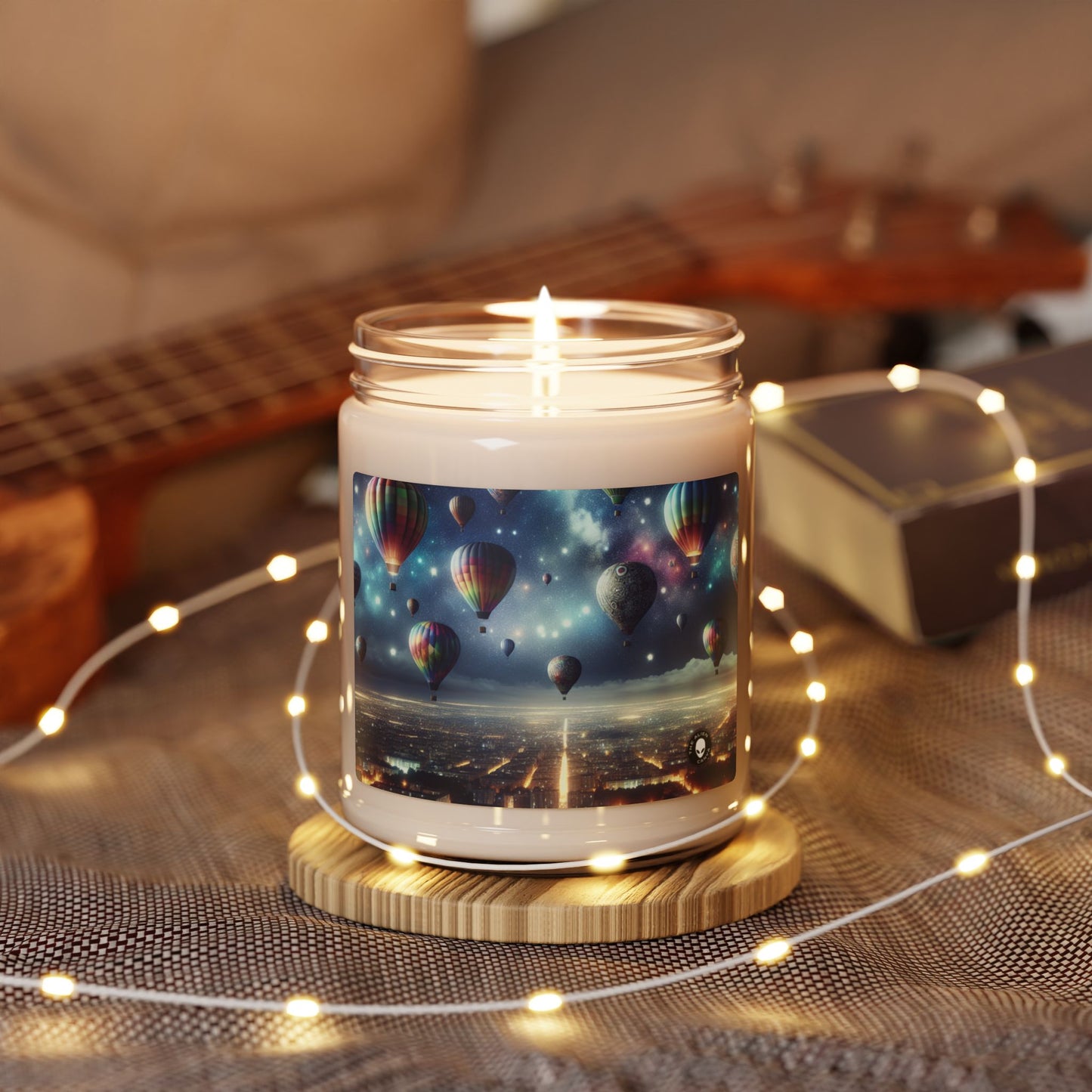 "Starry Night Voyage: Hot Air Balloons Over the City" - The Alien Scented Soy Candle 9oz