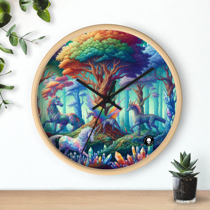 "Bosque de Cristal: Reino de Seres Míticos" - El Reloj de Pared Extraterrestre