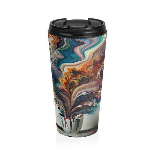 "A Paint Poured Paradise: Acrylic Pouring Art" - The Alien Stainless Steel Travel Mug Acrylic Pouring Style