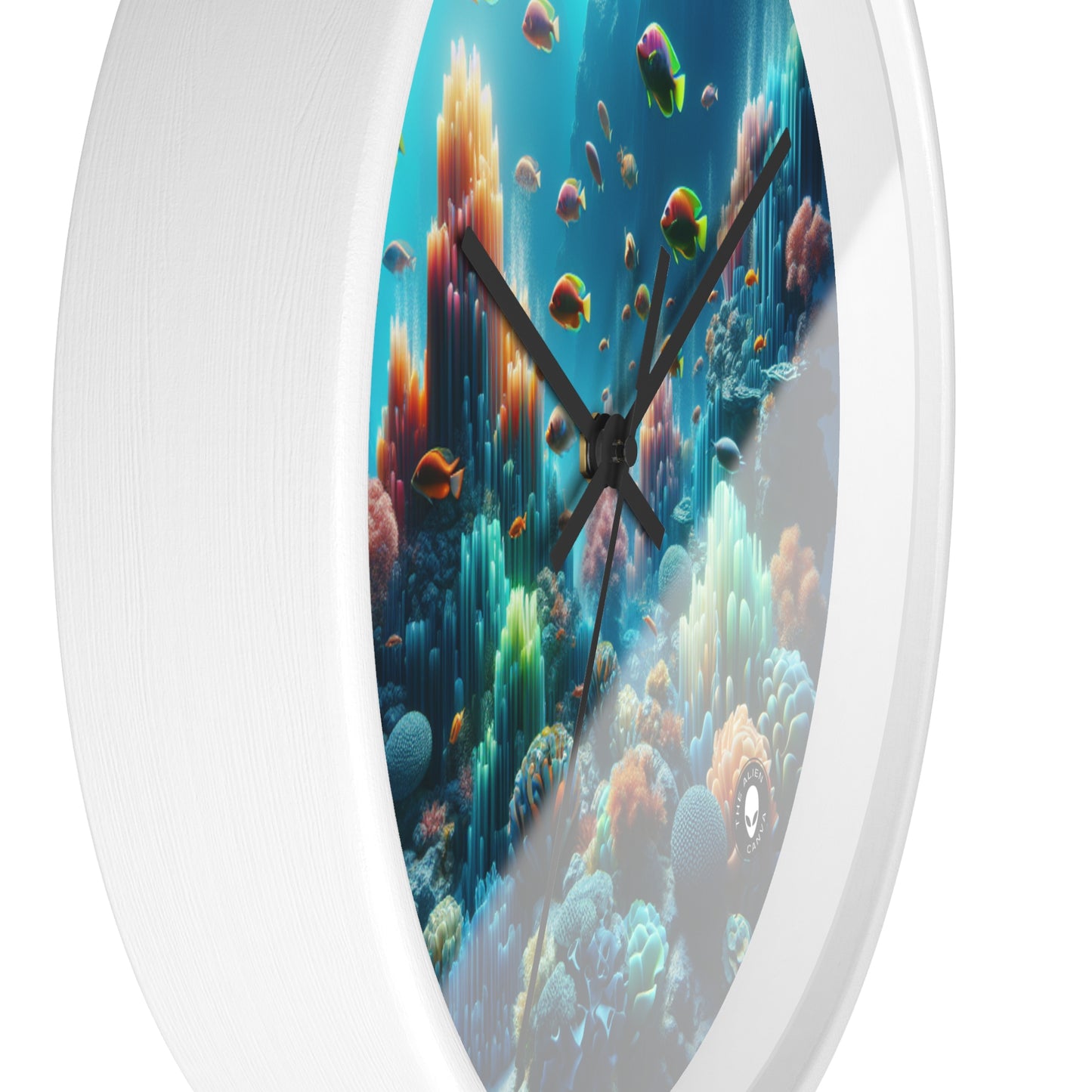 "Neon Reef: una sinfonía surrealista submarina" - El reloj de pared alienígena