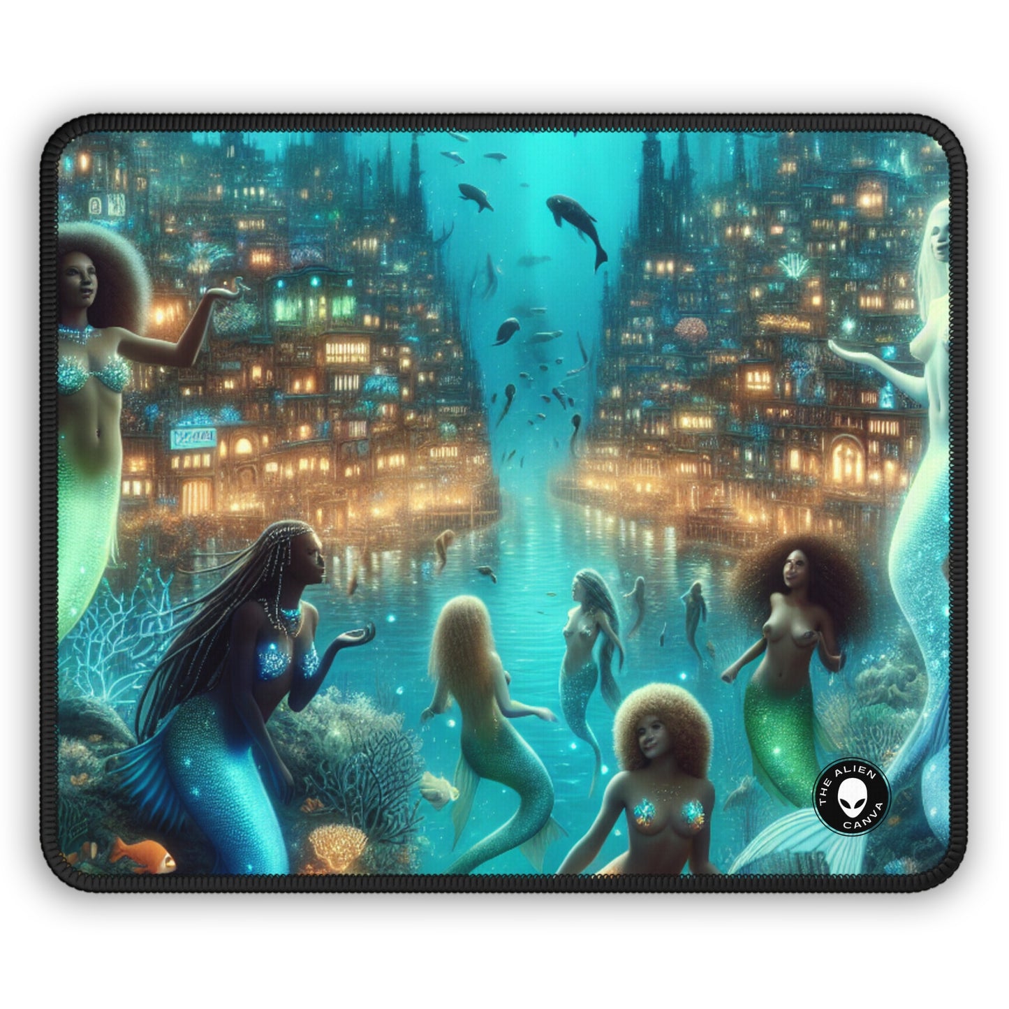 « Profondeurs scintillantes : la cité sous-marine enchantée » – Le tapis de souris de jeu Alien