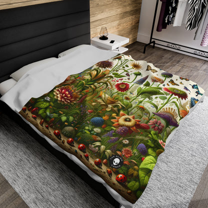 "Enchanted Garden: A Whimsical Scene" - The Alien Velveteen Plush Blanket