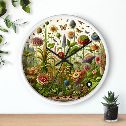 "Enchanted Garden: A Whimsical Scene" - The Alien Wall Clock