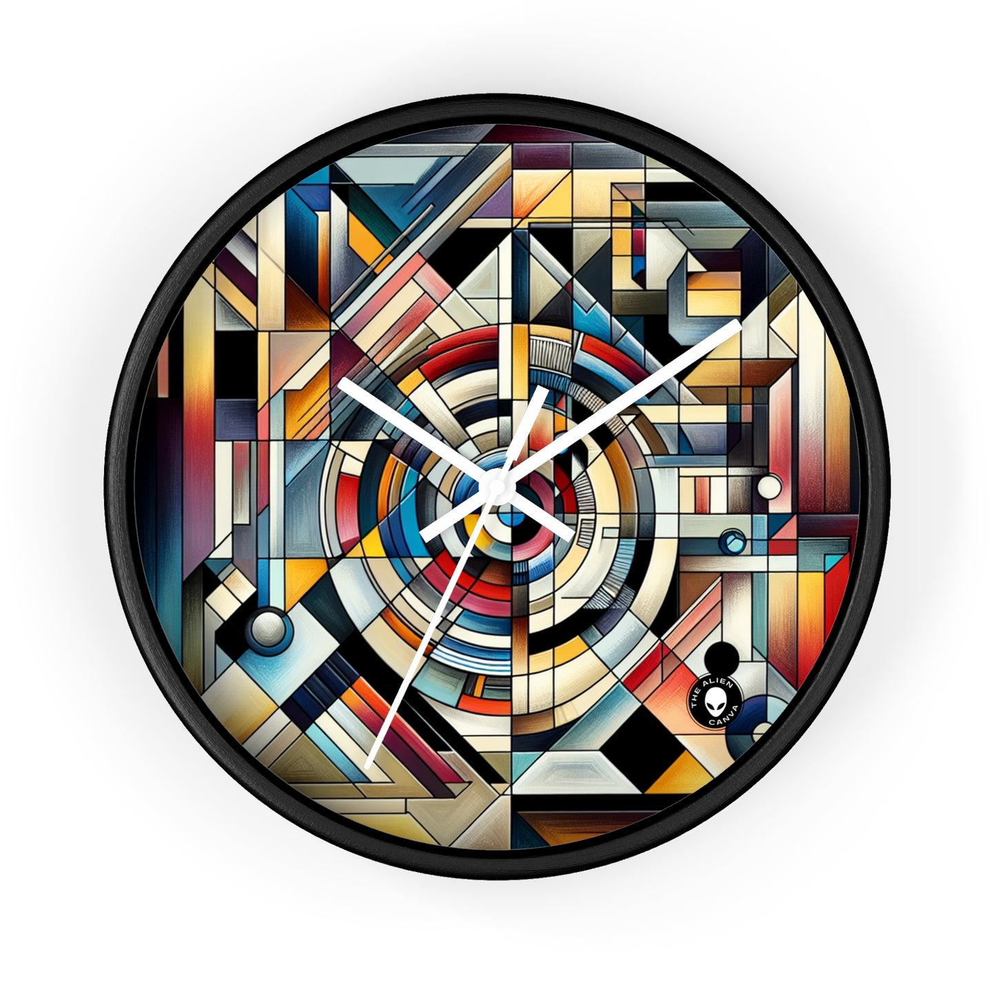 "City Lights: Geometric Nightfall" - The Alien Wall Clock Geometric Abstraction