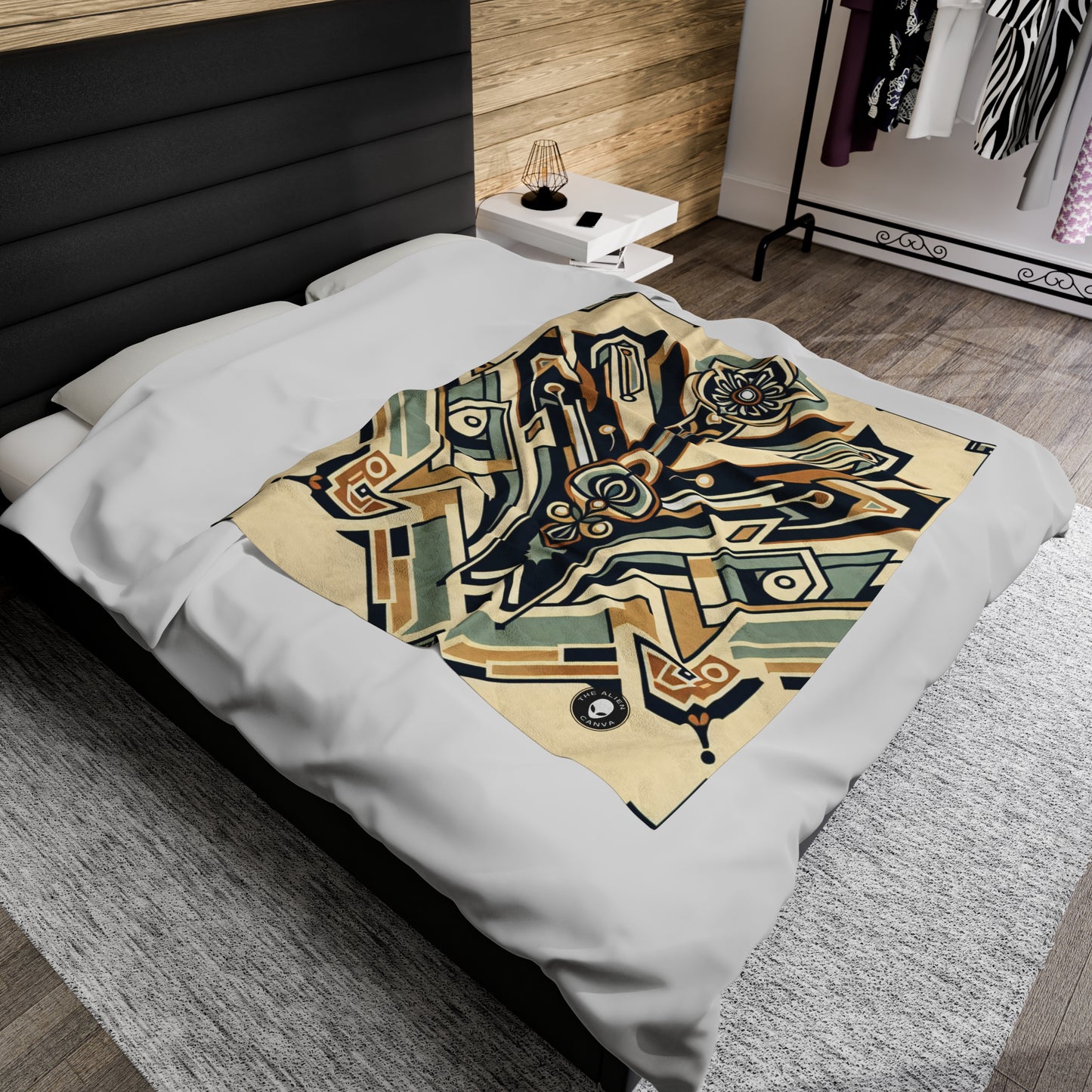 "Glamorous Nights: An Art Deco Cityscape" - The Alien Velveteen Plush Blanket Art Deco