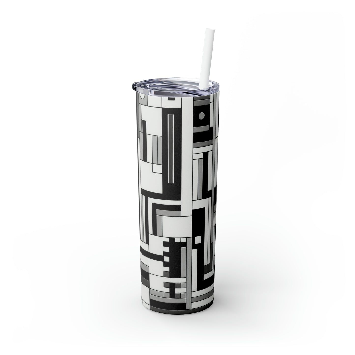 "De Stijl en noir et blanc" - The Alien Maars® Skinny Tumbler avec paille 20oz Style De Stijl