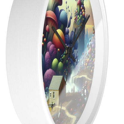 "Giant Flora and Miniature Villages: A Dreamy Wonderland" - The Alien Wall Clock