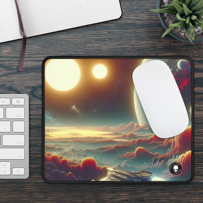 "El amanecer de los tres soles: una odisea espacial de ciencia ficción" - The Alien Gaming Mouse Pad Arte de videojuegos