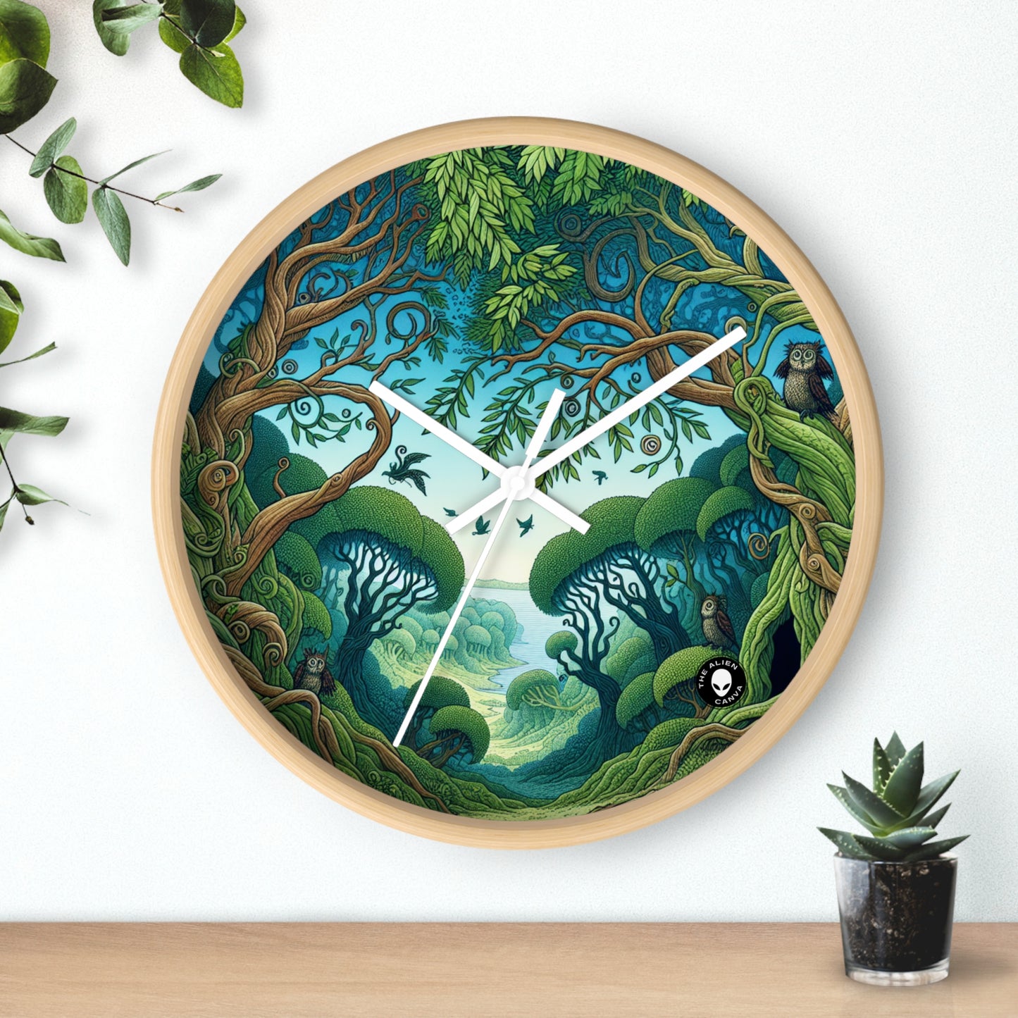 "Enchanted Woodland: Where Trees Dance and Creatures Roam" - The Alien Wall Clock