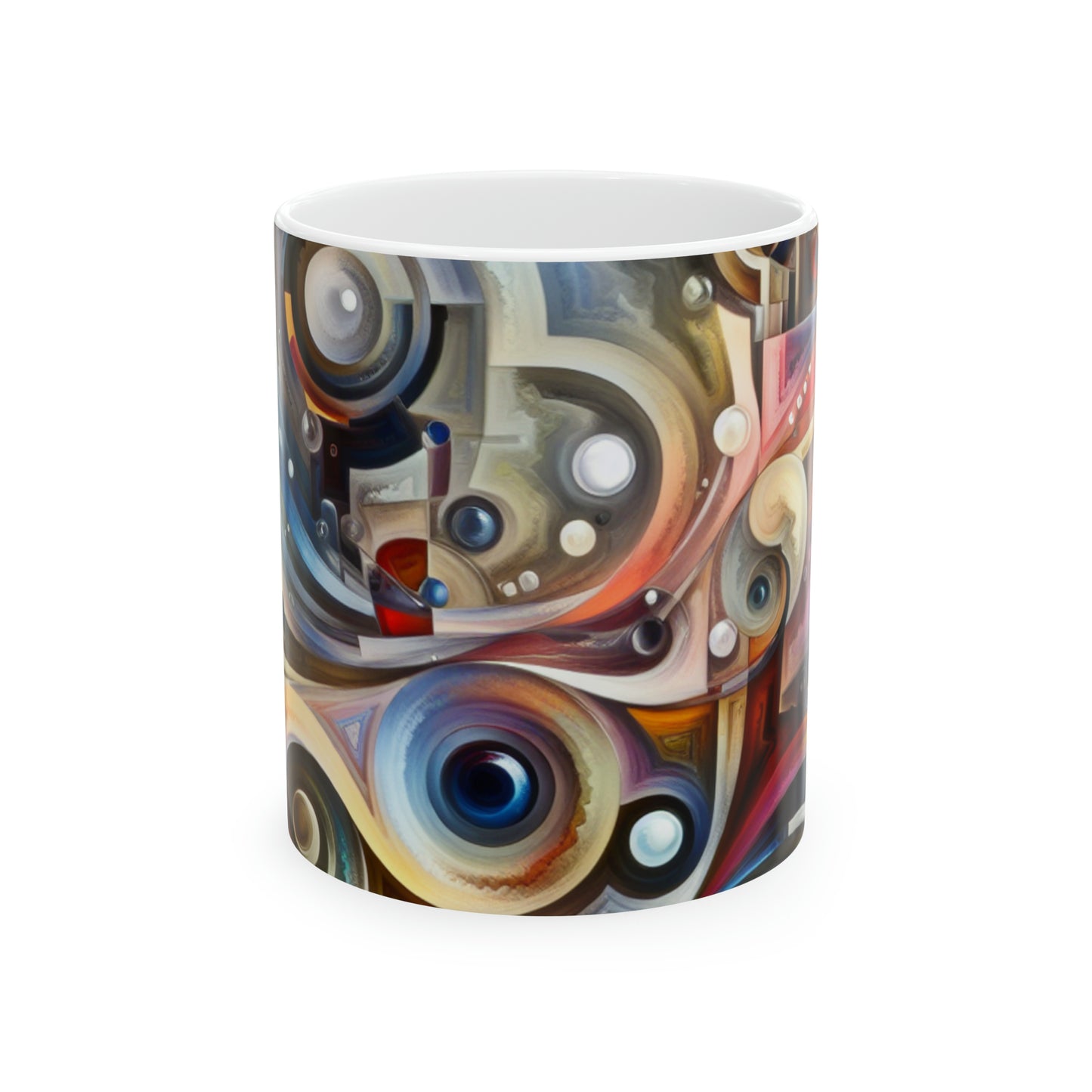 "La sinfonía mecánica de la naturaleza" - La taza de cerámica alienígena Surrealismo abstracto de 11 oz