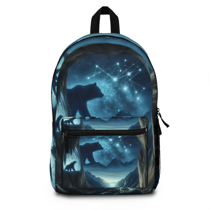 "L'ours et l'équilibre cosmique" - Le style de peinture rupestre du sac à dos Alien