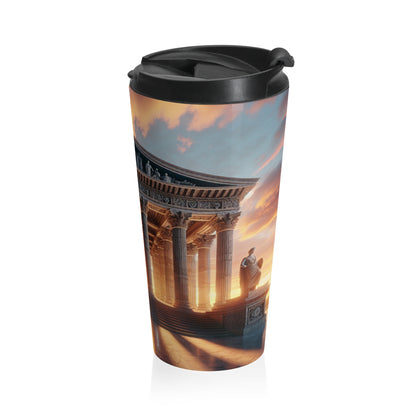 "Warm Glow of the Grecian Temple" - The Alien Stainless Steel Travel Mug Neoclassicism Style