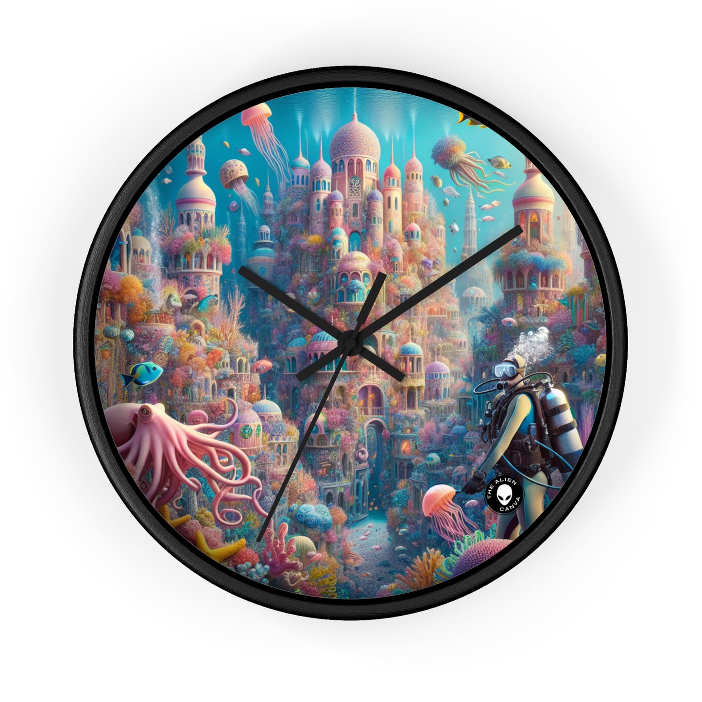 "Treasure of the Deep: A Fantastical Underwater City" - The Alien Wall Clock